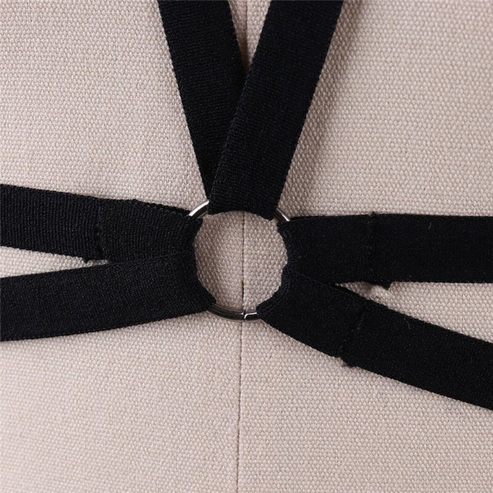 Black Strappy Star Harness Bralette O/S - Picture 7 of 8